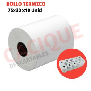 ROLLO PAPEL TERMICO 75X30X10UNID