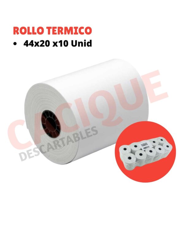 ROLLO PAPEL TERMICO 44X20X10UNID