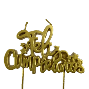 Vela Feliz Cumpleaños Cursiva Dorada Y Plateada