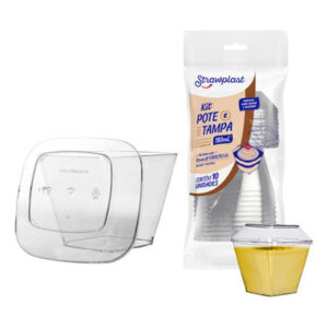 Stp Pote Cuadrado Con Tapa Acrilico 180cc X10unid