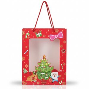 Bolsa Navidad Papel Con Cordon Y Visor