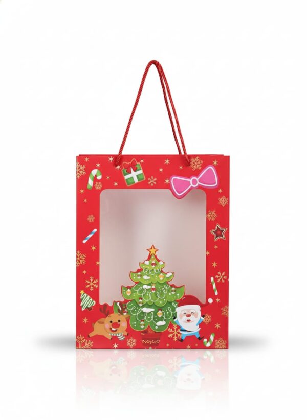 Bolsa Navidad Papel Con Cordon Y Visor