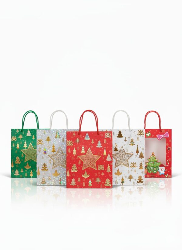 Bolsa Navidad De Papel Cordon Sin Visor