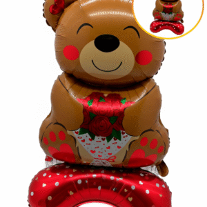 Globo Metalizado Silueta Oso Con Ramo De Flores 53x95