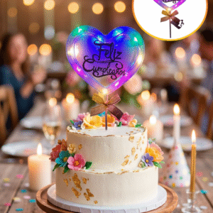 Topper Acrilico Corazon Con Luz Led