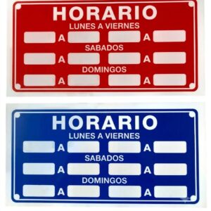 CARTEL HORARIO ROJO O AZUL