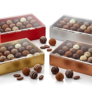CAJA BOMBONES METALIZADA TAPA ACETATO 16X10X5