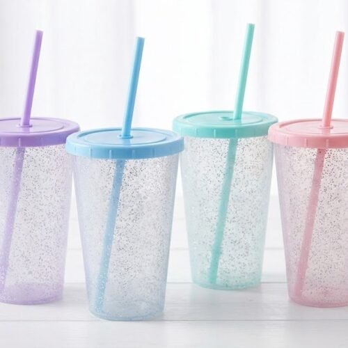 VASO MILKSHAKE CON GLITER 400CC