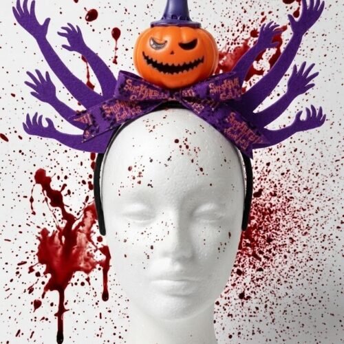 HA26 VINCHA HALLOWEEN CALABAZA CON MANOS