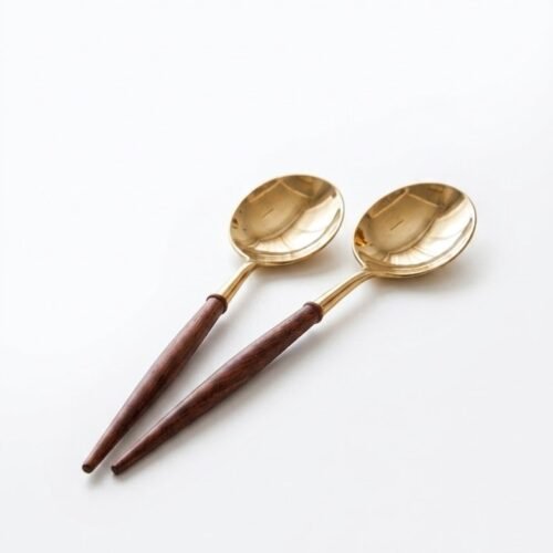 CUCHARA PLASTICA PREMIUM DORADA SIMIL MADERA