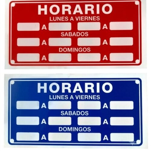 CARTEL HORARIO ROJO O AZUL