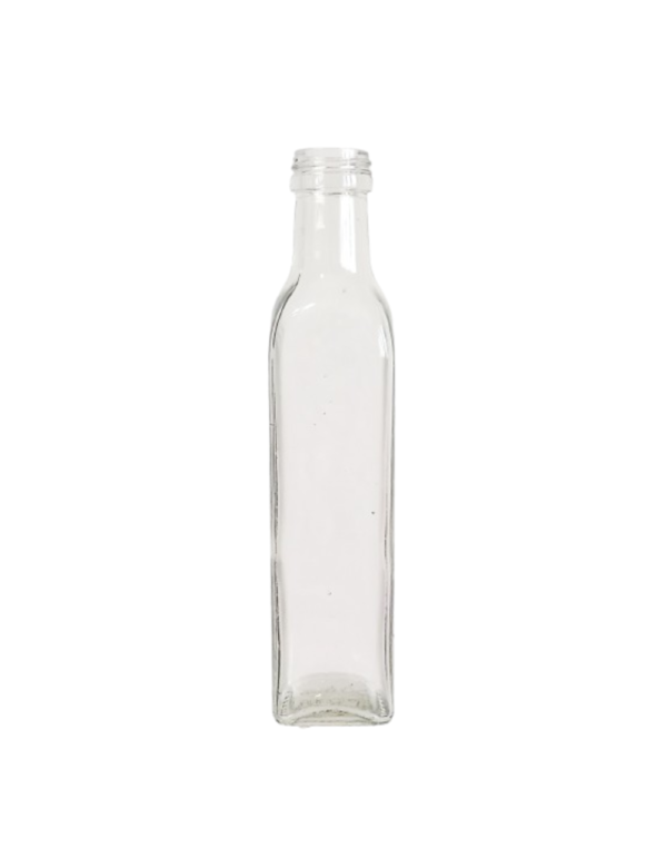 BOTELLA VIDRIO CUADRADA 250CC