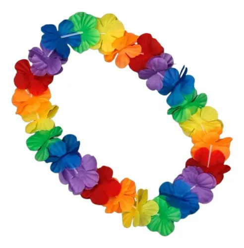 COLLAR DE FLORES MULTICOLOR PAQ X UNID