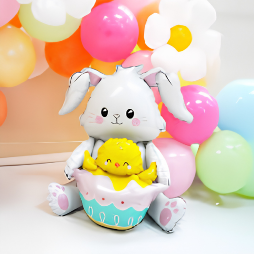 Diseño sin título (7) GLOBO METALIZADO CONEJO DE PASCUAS CON POLLITO DE 95CM