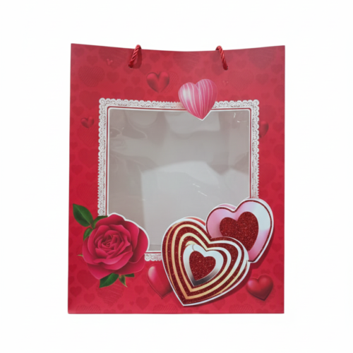BOLSA ENAMORADO CORAZON CORDON CON VISOR 32X26X10