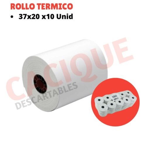 ROLLO PAPEL TERMICO 37X20X10UNID