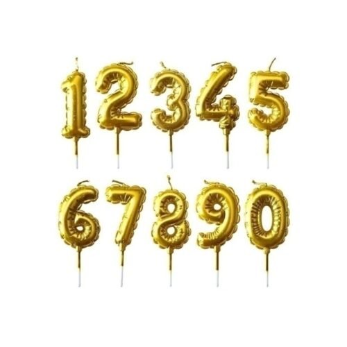 VELA NUMERO GLOBITO METALIZADA-DORADA