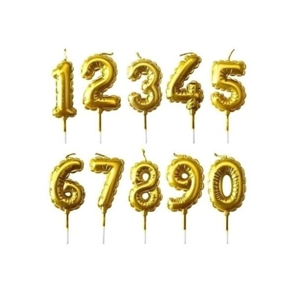 VELA NUMERO GLOBITO METALIZADA-DORADA