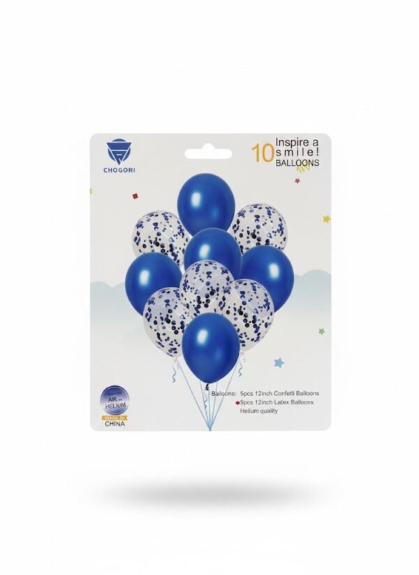 GLOBO LATEX SET 10 PERLADO Y CONFETTI