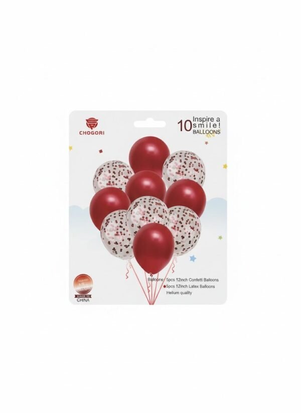 GLOBO LATEX SET 10 PERLADO Y CONFETTI