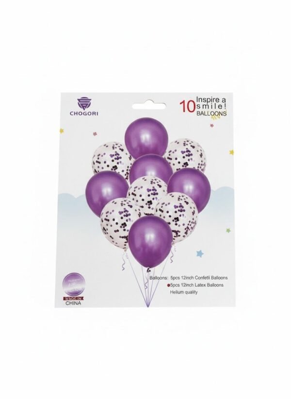 GLOBO LATEX SET 10 PERLADO Y CONFETTI