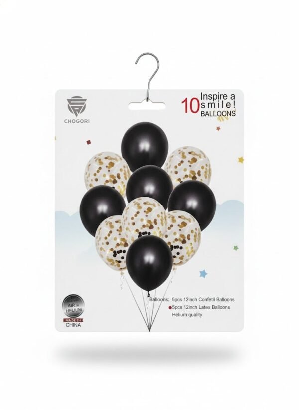 GLOBO LATEX SET 10 PERLADO Y CONFETTI