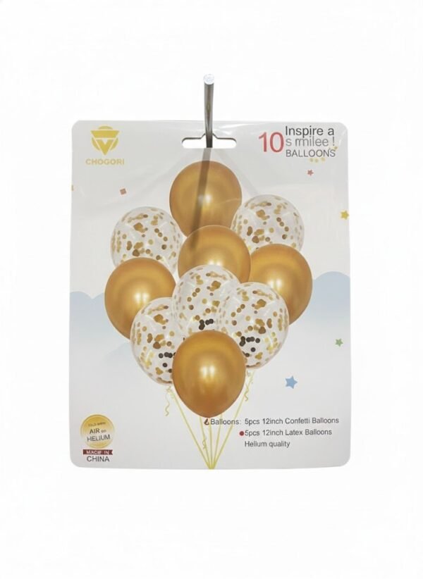 GLOBO LATEX SET 10 PERLADO Y CONFETTI