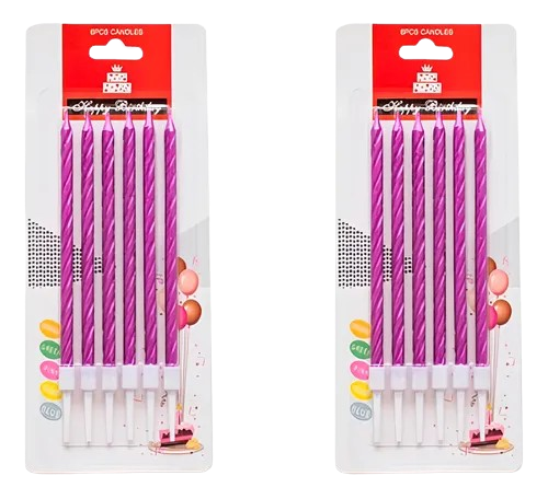 VELA METALIZADA MULTICOLOR 13CM X 6UNID