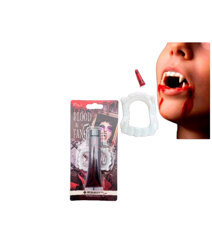 HA26 COLMILLO HALLOWEEN VAMPIRO CON SANGRE ARTIF