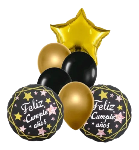 GLOBO METALIZADO SET 7 FELIZ CUMPLEAñOS
