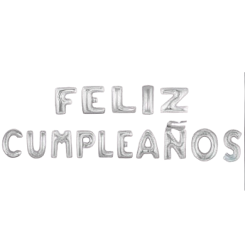 GLOBO METALIZADO LETRA IMPRENTA FELIZ CUMPLEAñOS