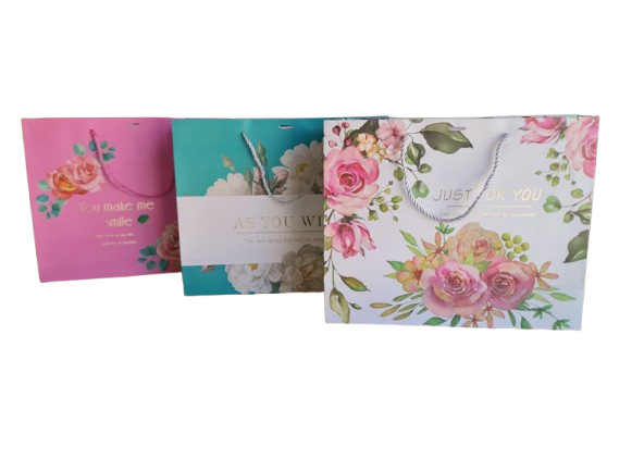 BOLSA DE REGALO CON ROSAS 32X26X11