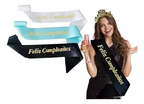 SET DE VINCHA Y BANDA GIBREADA FELIZ CUMPLEAñOS