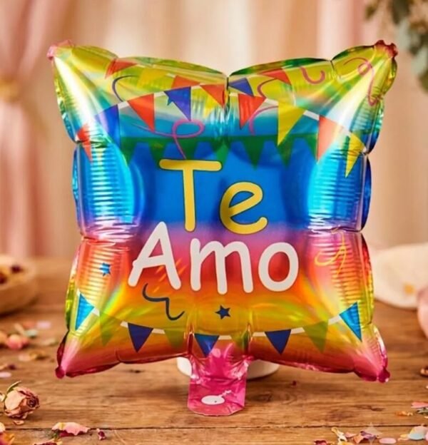 GLOBO METALIZADO CUADRADO TE AMO 20X20