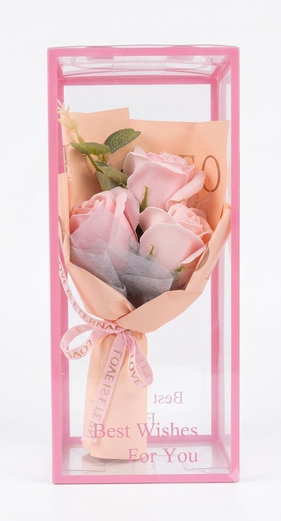 RAMO FLOR 3 ROSAS CAJA PVC